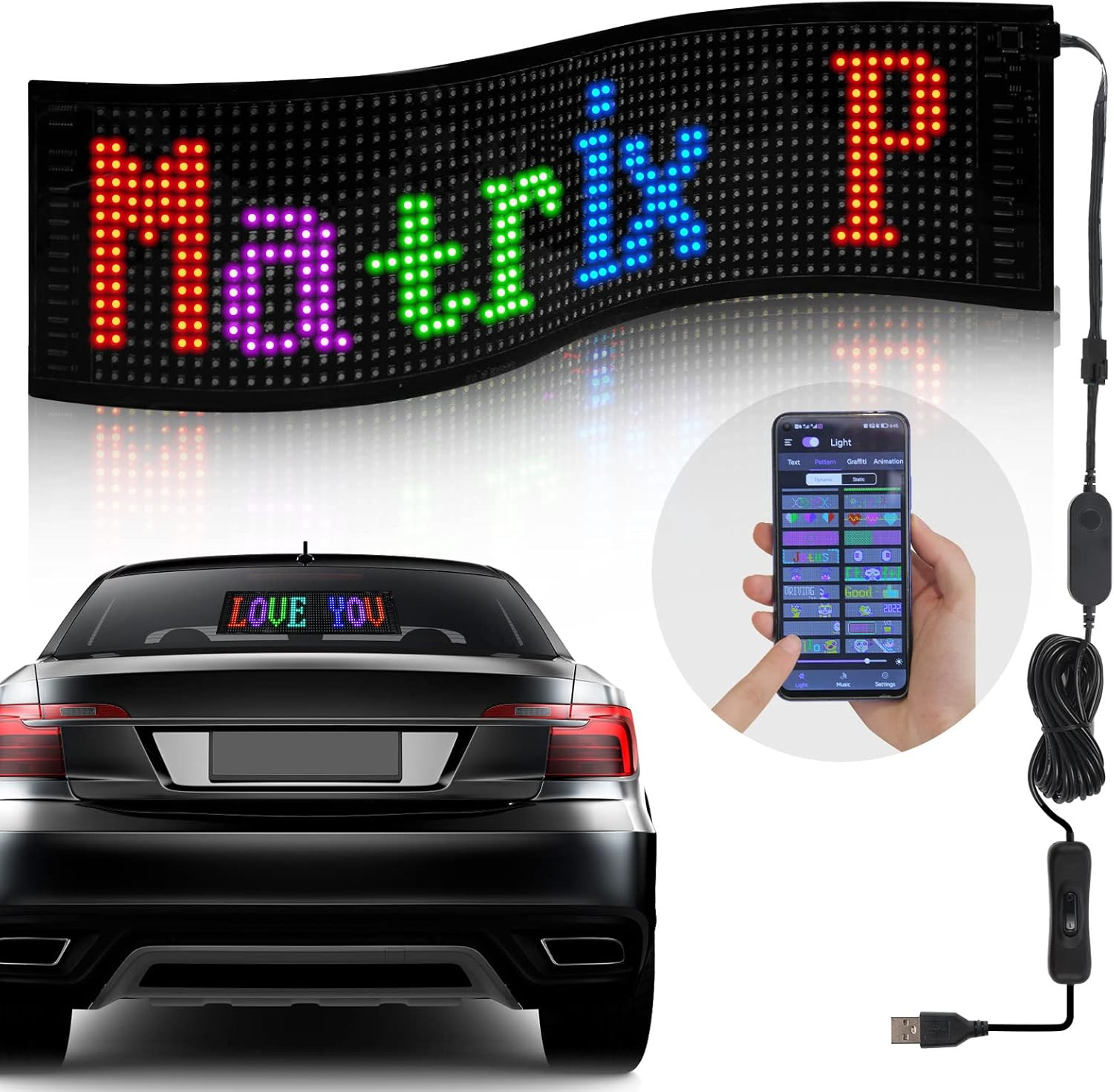 Flexible USB LED Sign App-controlled -Your Shop Car,stores,bars, hotels